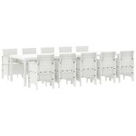 Ensemble de salle à manger de jardin vidaXL de 11 pièces avec coussins en poly rattan blanc