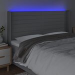 vidaXL Tête de lit à LED Gris clair 163x16x118/128 cm Tissu