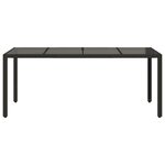 vidaXL Table de jardin dessus en verre Noir 190x90x75cm Résine tressée