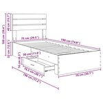 vidaXL Cadre de lit Gris Béton et Argent 75 x 190 cm Bois d'ingénierie