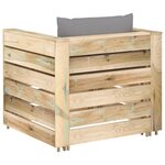 vidaXL Salon de jardin 2 Pièces avec coussins Bois imprégné de vert