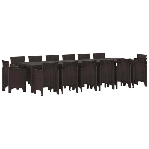 vidaXL Ensemble de salle à manger pour jardin 15 Pièces Marron