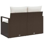 vidaXL Canapé de jardin 2 places avec rangement et coussins en poly rotin marron