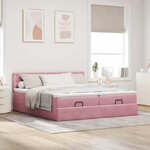 vidaXL Cadre de lit ottoman avec matelas rose 200x200 cm velours