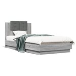 vidaXL Cadre de lit avec LED sans matelas sonoma gris 100x200 cm