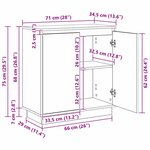 vidaXL Buffet LED Gris béton 71 x 34 5 x 75 cm Bois d'ingénierie