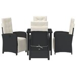 vidaXL Ensemble de salle à manger de jardin 5 pièces avec coussins en poly rotin noir