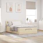 vidaXL Lit ottoman avec matelas et LED crème 140x200 cm tissu