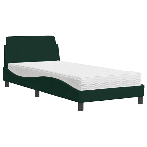 vidaXL Lit avec matelas Dover vert foncé 80x200 cm velours