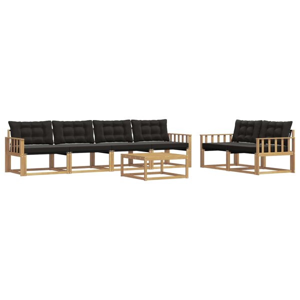 vidaXL Ensemble de canapés d'extérieur 7 pc Blanc et noir
