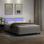 vidaXL Lit à ressorts avec bandes LED Blanc 160 x 200 cm Simili cuir