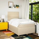 vidaXL Sommier à lattes de lit avec matelas Crème 120x200 cm Tissu