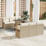 vidaXL Ensemble de canapé de jardin 7 pièces beige poly rotin