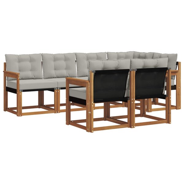vidaXL Ensemble de canapés d'extérieur 7 pc Gris Naturel et Clair