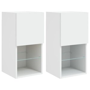 vidaXL Meubles TV avec lumières LED 2 Pièces blanc 30 5x30x60 cm