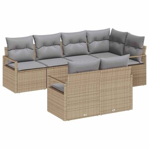 vidaXL Ensemble de canapé de jardin 7 Pièces Beige  Gris clair