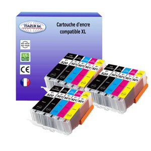 15 Cartouches compatibles avec Canon Pixma MP630, MP640, MP980, MP990, MX860, MX870 remplace Canon PGI-520 XL, CLI-521 XL - T3AZUR