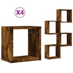 vidaXL Étagères Murales 4 Pièces Marron 26 x 15 x 26 cm Bois d'ingénierie