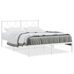 vidaXL Cadre de lit métal sans matelas et tête de lit blanc 135x190 cm