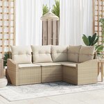 vidaXL Ensemble de salle à manger pour jardin 4 Pièces Beige  Crème