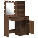 Ensemble de coiffeuse à 2 pièces avec LED en bois d'ingénierie chêne noir