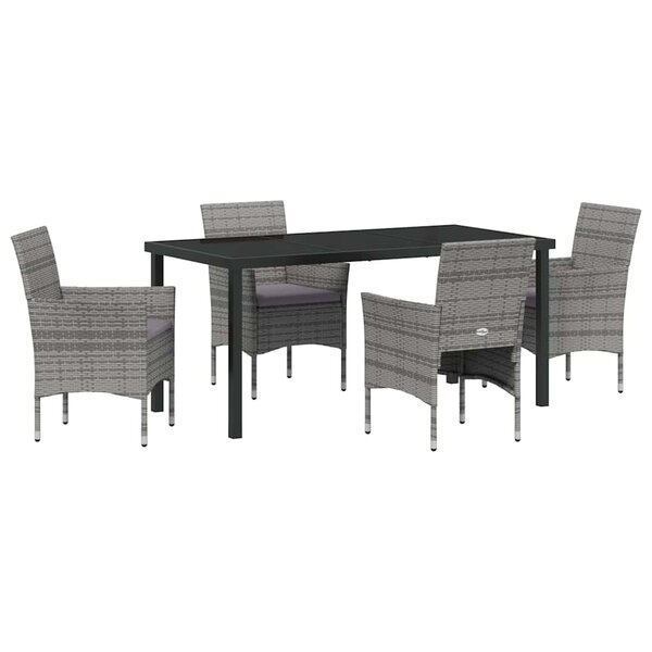 vidaXL Ensemble de jardin de 5 pièces en poly-rattan gris