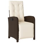 Ensemble de salle à manger de jardin 3 pièces avec coussins en poly rotin marron vidaXL
