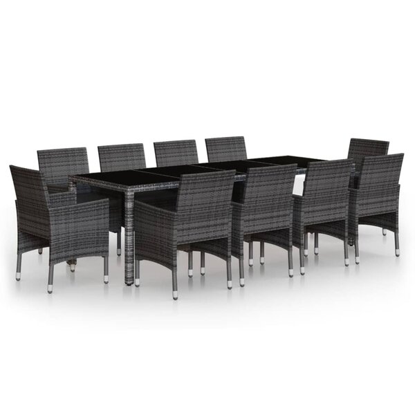 vidaXL Ensemble à manger de jardin 11 Pièces résine tressée gris