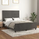 vidaXL Cadre de lit avec tête de lit Gris foncé 140x190 cm Velours