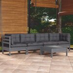vidaXL Salon de jardin 5 Pièces avec coussins bois de pin massif