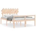 vidaXL Lit pour personne âgée et tête de lit 140x190 cm bois massif