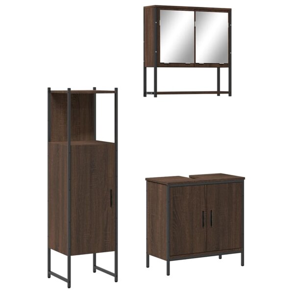 vidaXL Ensemble de meubles de salle de bain 3 Pièces Chêne marron