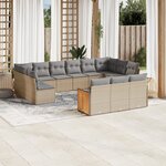 vidaXL Salon de jardin avec coussins 13 Pièces beige résine tressée