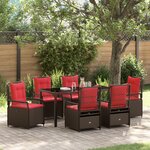 vidaXL Ensemble de Salle à Manger de Jardin 7 Pièces Marron Poly Rattan