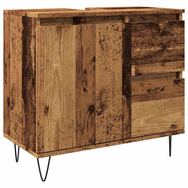 vidaXL Armoire de lavabo de salle de bain vieux bois 65x33x60 cm