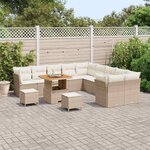 vidaXL Ensemble de canapé de jardin 13 Pièces Beige et crème polyrotin