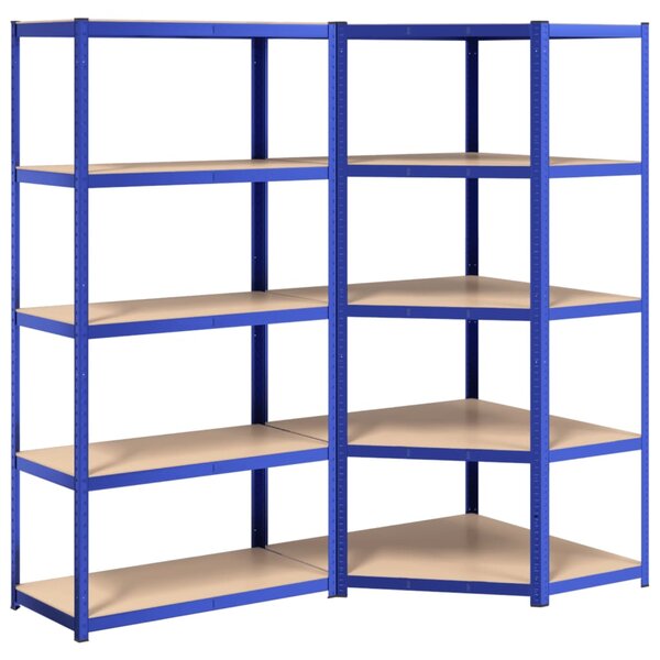 vidaXL Étagères à 5 niveaux 2Pièces Bleu Acier et bois d'ingénierie