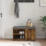 vidaXL Banc d'entrée avec coussin Uni Chêne fumé 80 x 38 x 46 cm