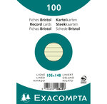 Paquet de 100 Fiches Bristol A6 vert ligné. s/s film EXACOMPTA