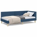 vidaXL Cadre de lit d'angle Bleu 80 x 200 cm Tissu et bois reconstitué
