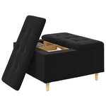 vidaXL Pouf de rangement avec coussin Noir 80 x 80 x 45 cm Velours