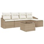 vidaXL Ensemble de salle à manger de jardin de 6 pièces avec coussins en poly rattan marron