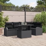 Ensemble de Canapé de Jardin 6 Pièces avec Coussins Rattan Poly Noir vidaXL