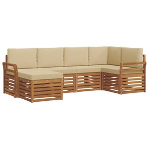 vidaXL Ensemble de canapé d'angle avec coussin 6 Pièces Naturel et Beige
