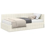 vidaXL Cadre de lit d'angle avec matelas 2 Pièces Crème Velours