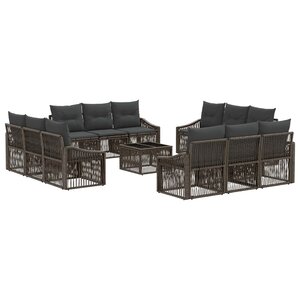 vidaXL Ensemble de canapé de jardin 13 Pièces Gris polyrotin