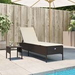 vidaXL Chaise longue avec table et coussin marron résine tressée