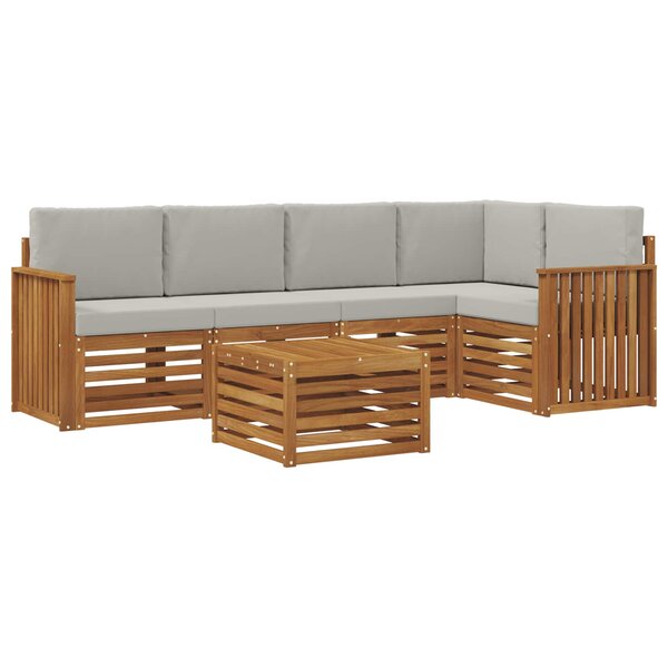 vidaXL Ensemble de canapés d'extérieur 6 pc Gris Naturel et Clair