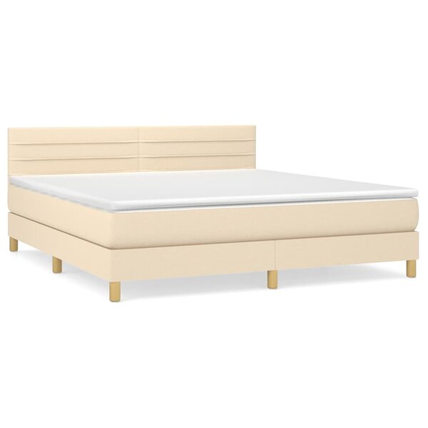 vidaXL Sommier à lattes de lit avec matelas Crème 160x200 cm Tissu
