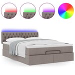 vidaXL Lit ottoman avec matelas et LED taupe 140x190 cm tissu